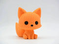 Orange knitted textured 3D printed Fox figure/ key tag on a white background
