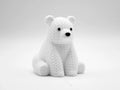 White knitted textured 3D printed polar bear figure/ key tag on a white background